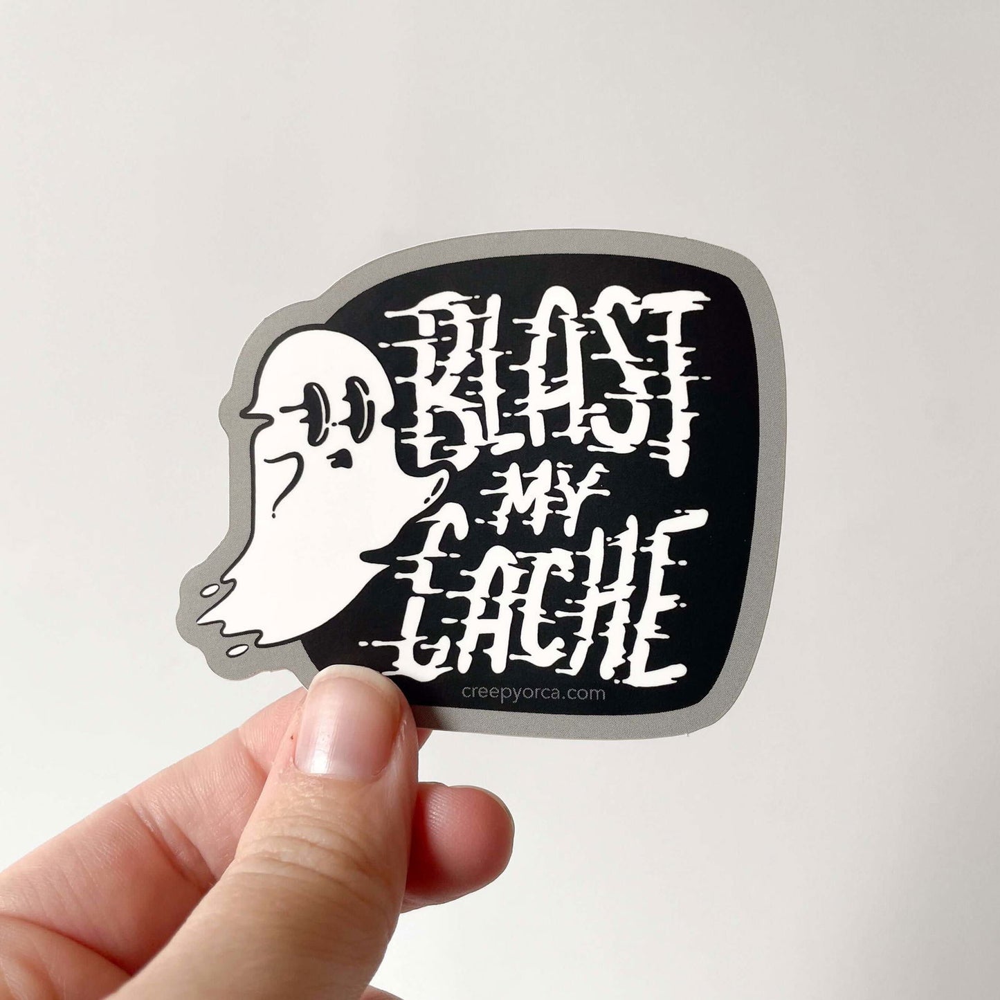 Blast My Cache Ghost Die Cut Sticker - Creepy Orca Supply Co