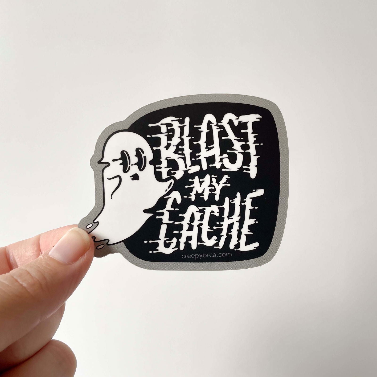 Blast My Cache Ghost Die Cut Sticker - Creepy Orca Supply Co