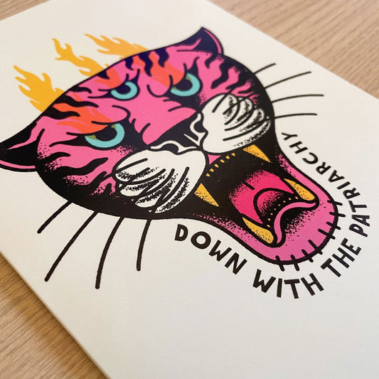 Down With The Patriarchy Tiger 5x7 Greeting Card / Print - Creepy Orca Supply Co