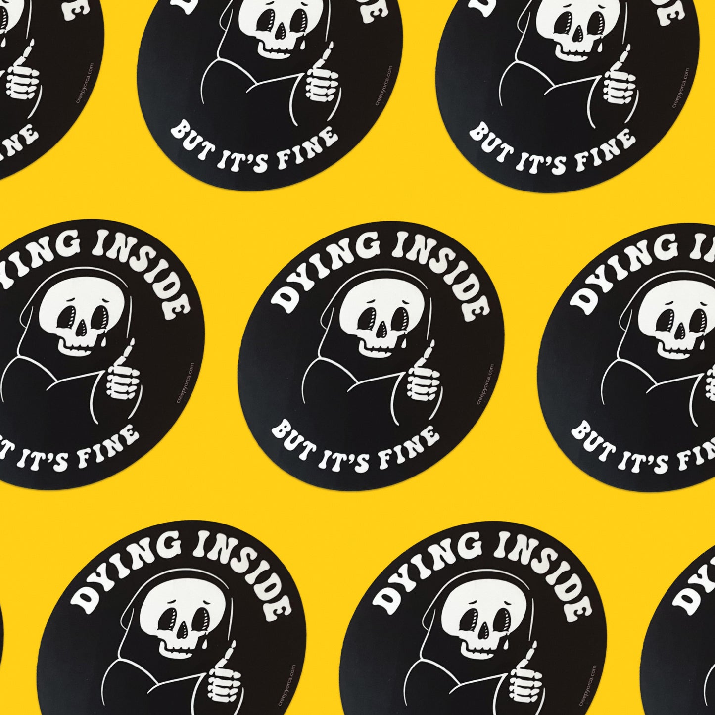 Dying Inside But It's Fine Kiss Cut Sticker