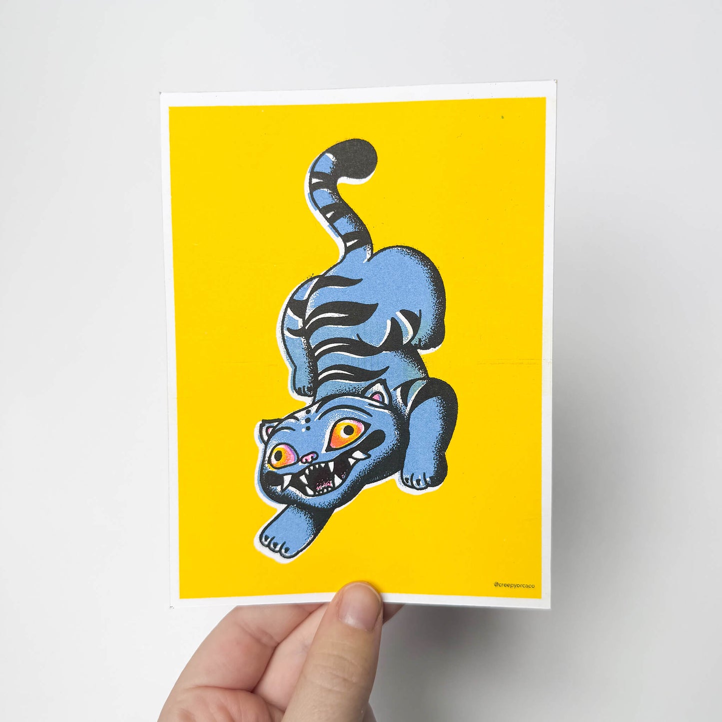 Derpy Demon Tiger Riso Print - Creepy Orca Supply Co