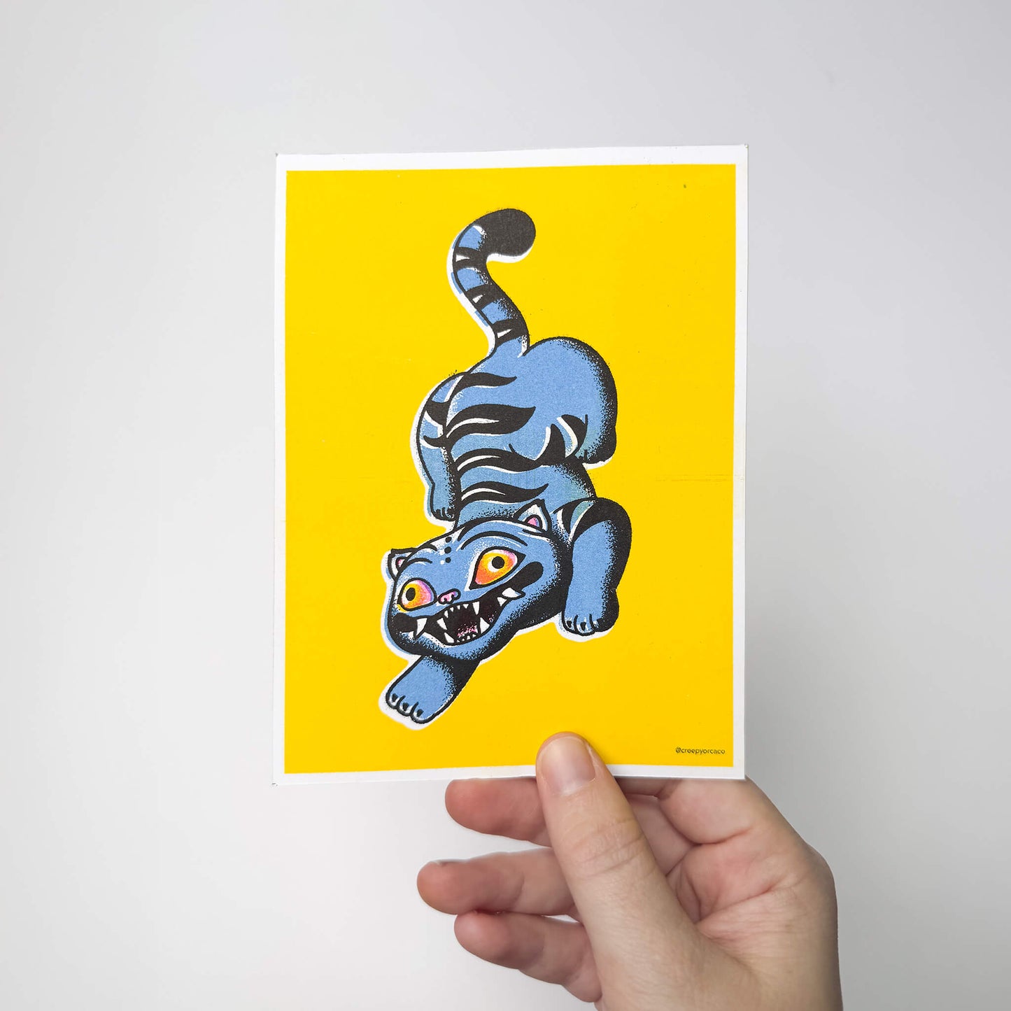 Derpy Demon Tiger Riso Print - Creepy Orca Supply Co