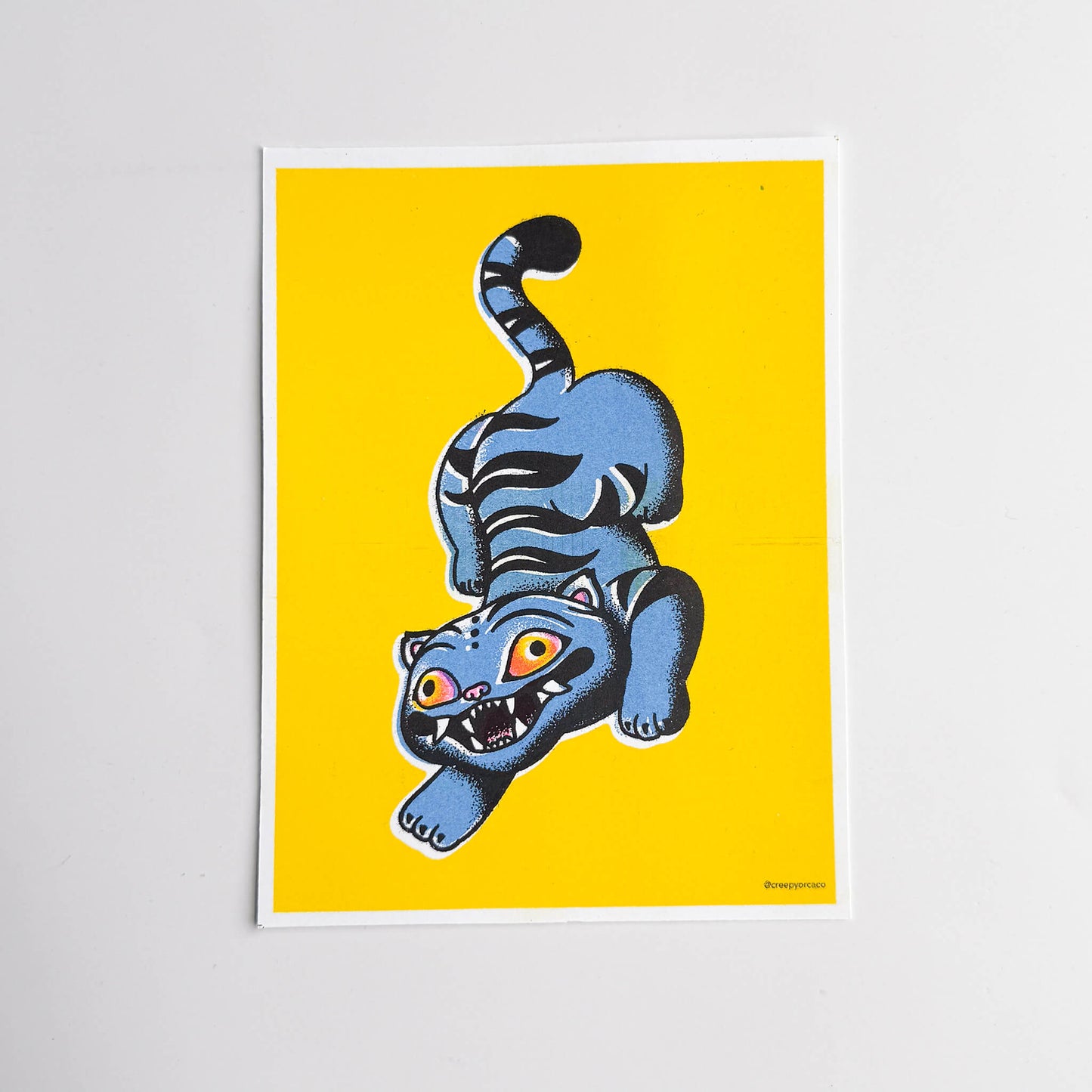 Derpy Demon Tiger Riso Print - Creepy Orca Supply Co
