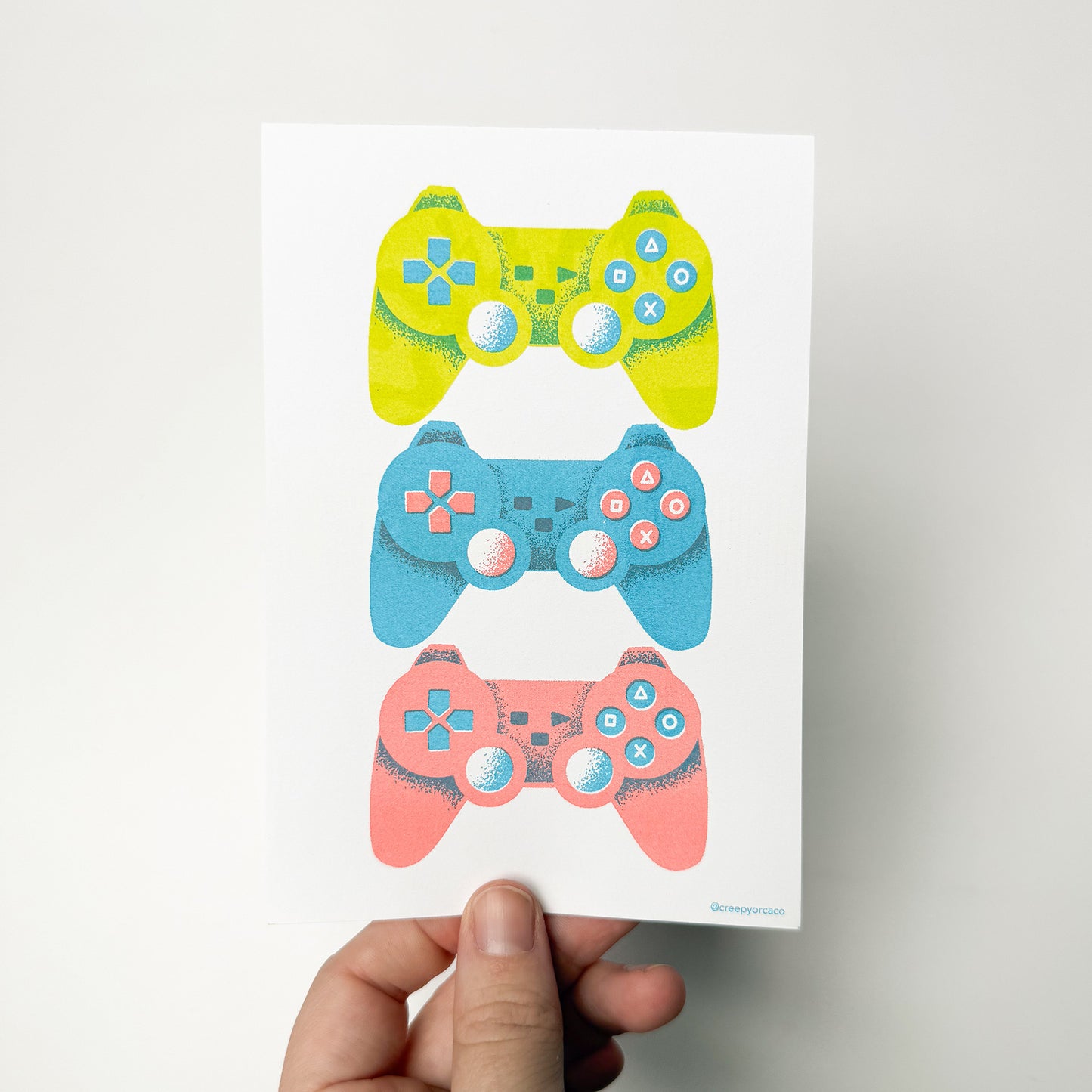 Playstation Controllers Riso Print - Creepy Orca Supply Co