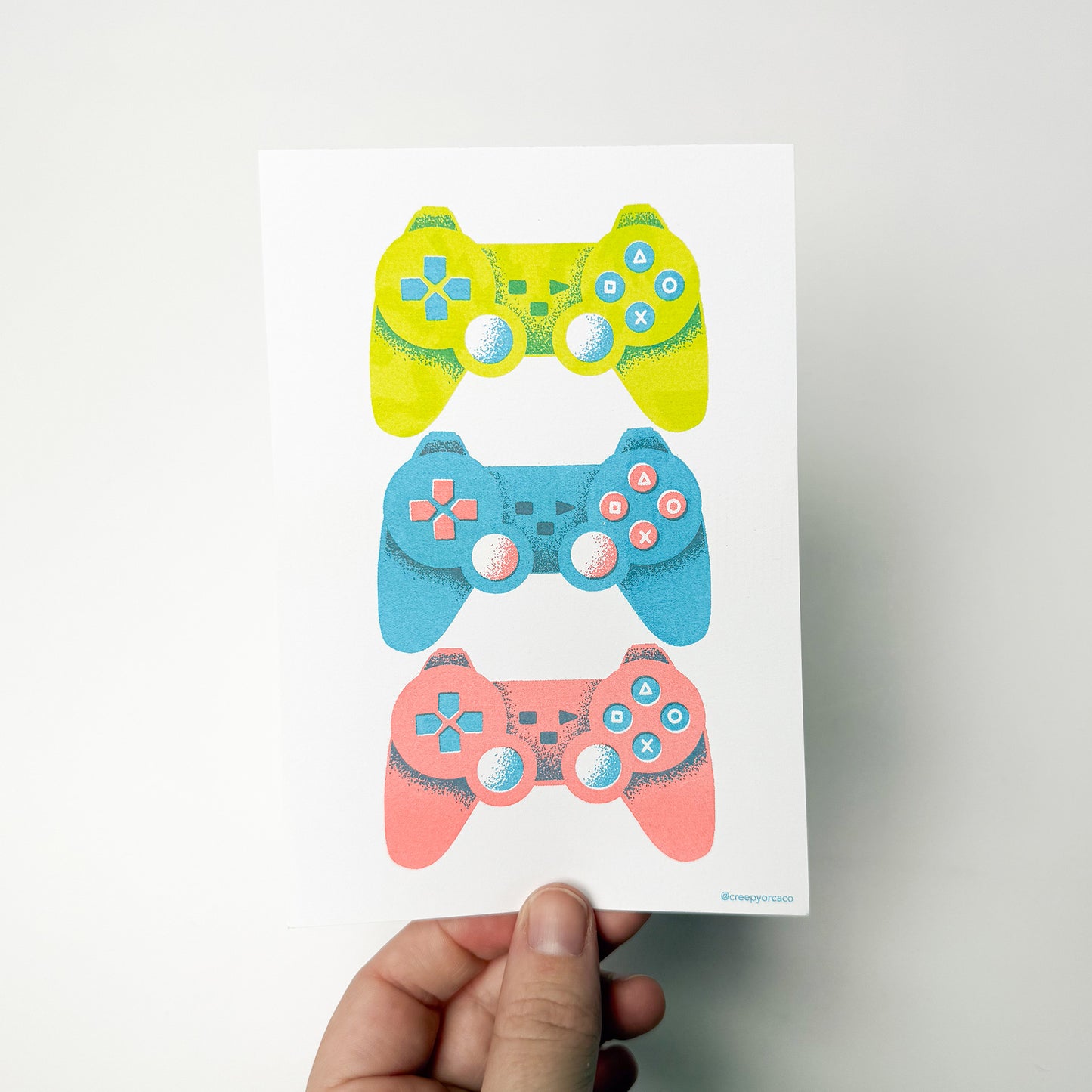 Playstation Controllers Riso Print - Creepy Orca Supply Co