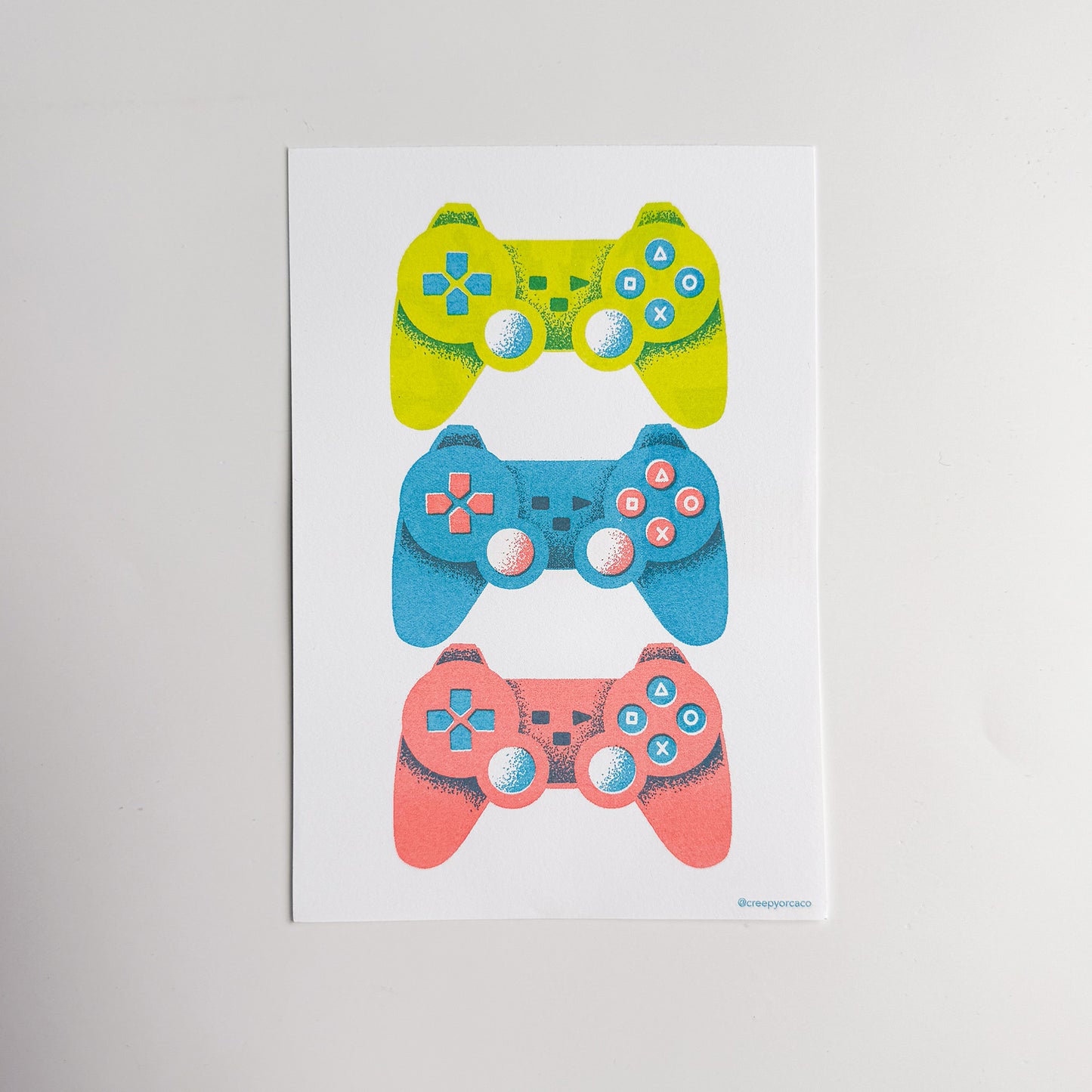 Playstation Controllers Riso Print - Creepy Orca Supply Co