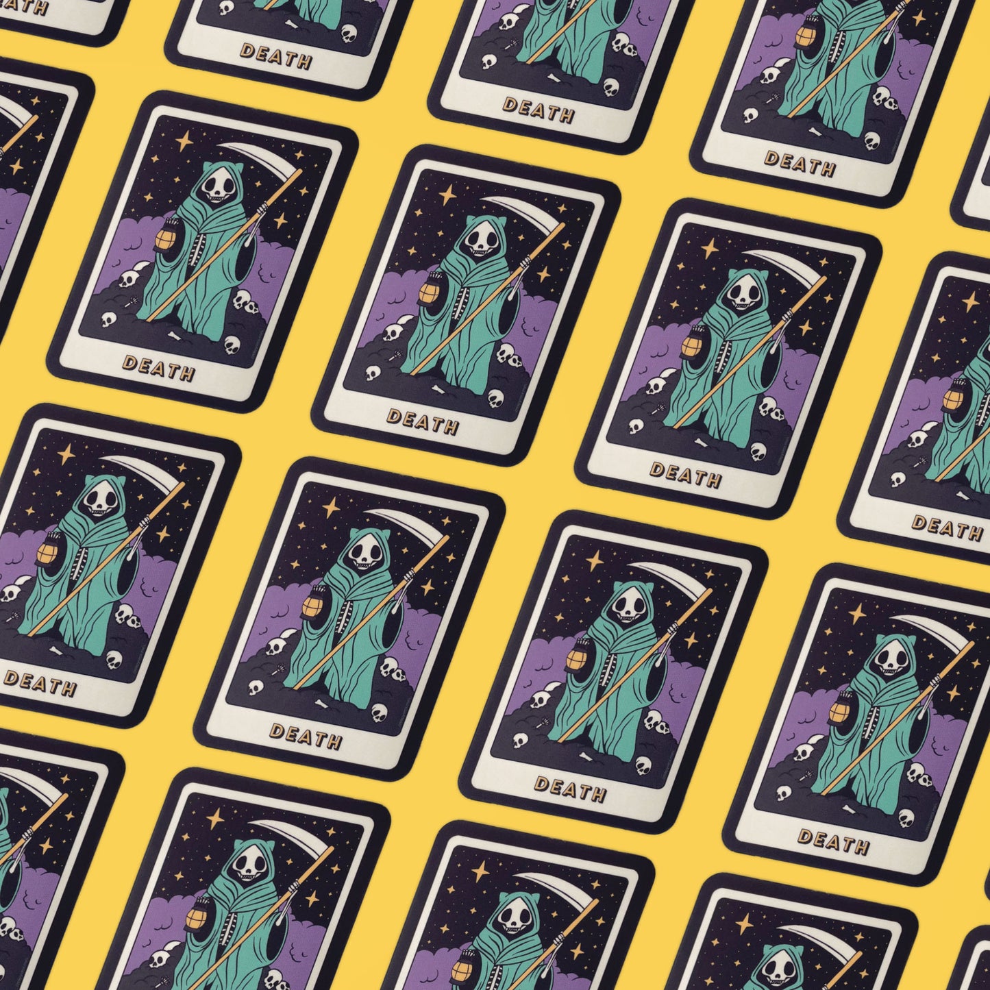 Death Tarot Raccoon Die Cut Sticker - Creepy Orca Supply Co