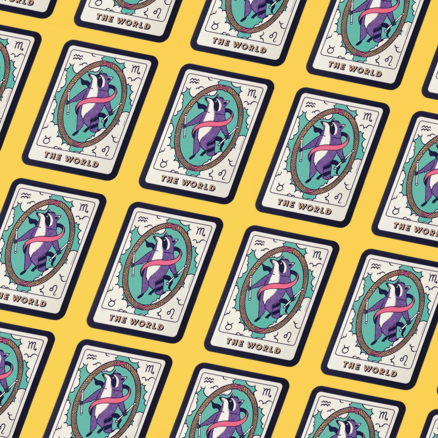 The World Tarot Raccoon Die Cut Sticker - Creepy Orca Supply Co