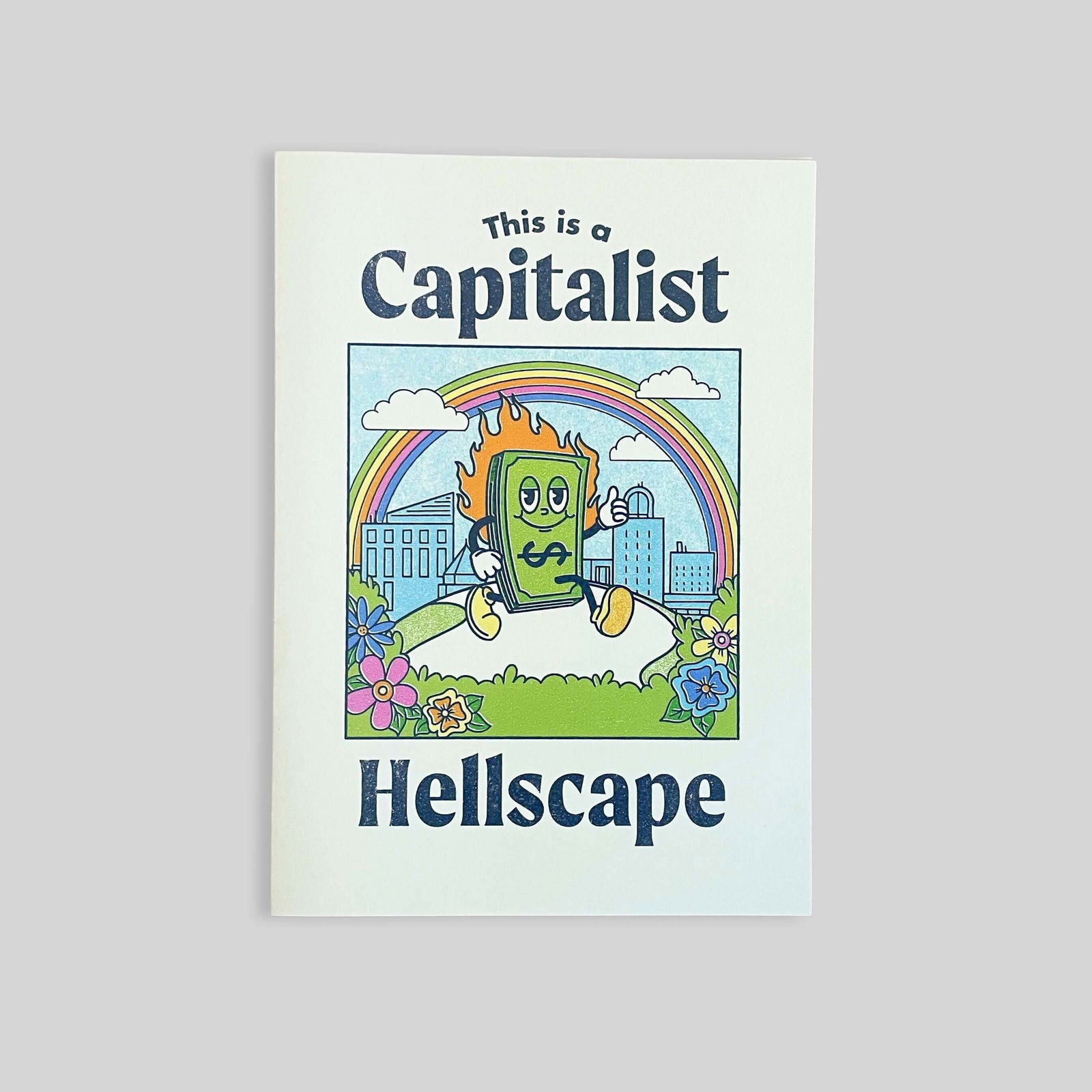 This is a Capitalist Hellscape 5x7 Greeting Card / Print - Creepy Orca Supply Co