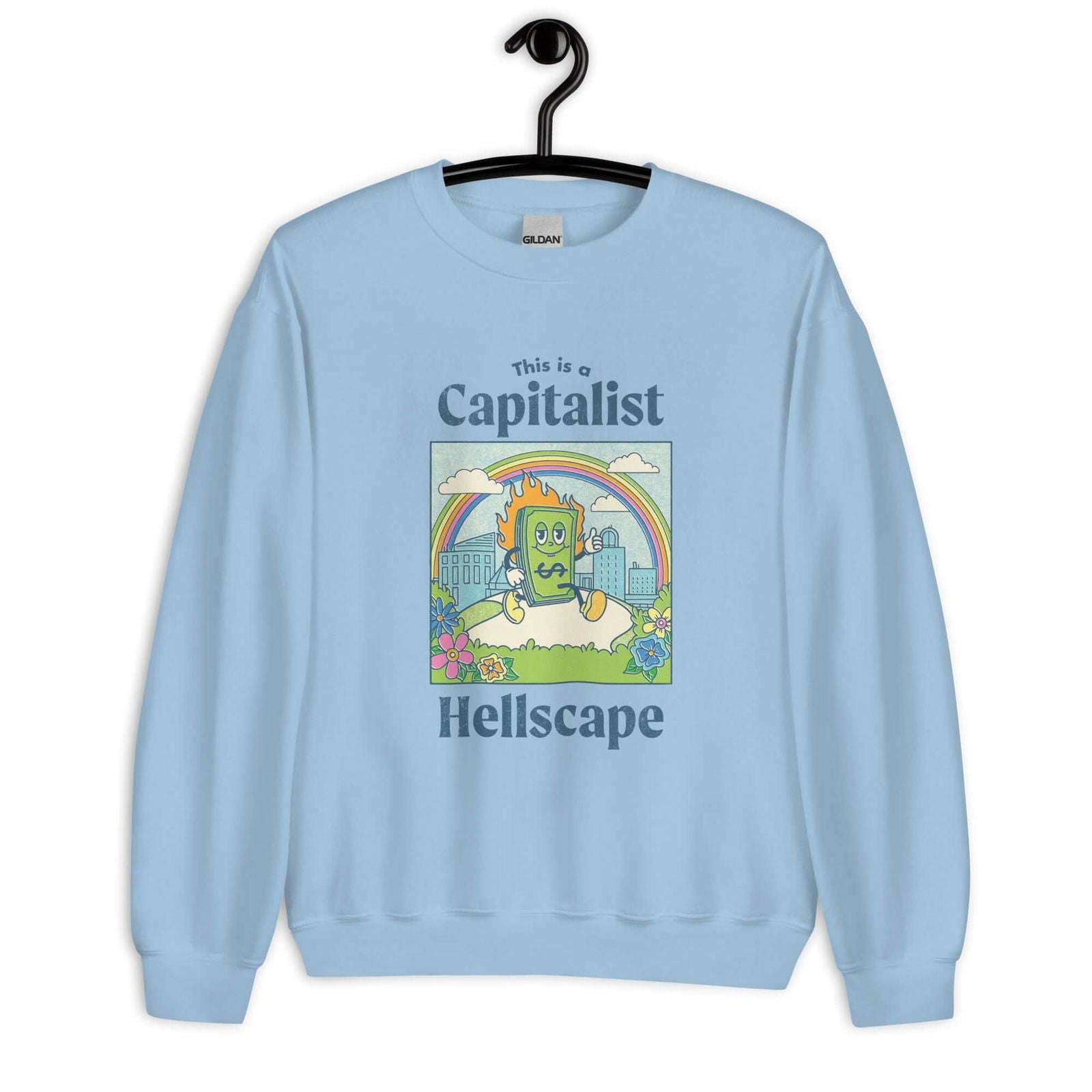 This is a Capitalist Hellscape Sweatshirt - Creepy Orca Supply Co