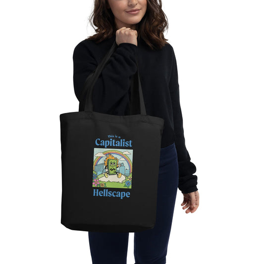 This is a Capitalist Hellscape Tote Bag - Creepy Orca Supply Co