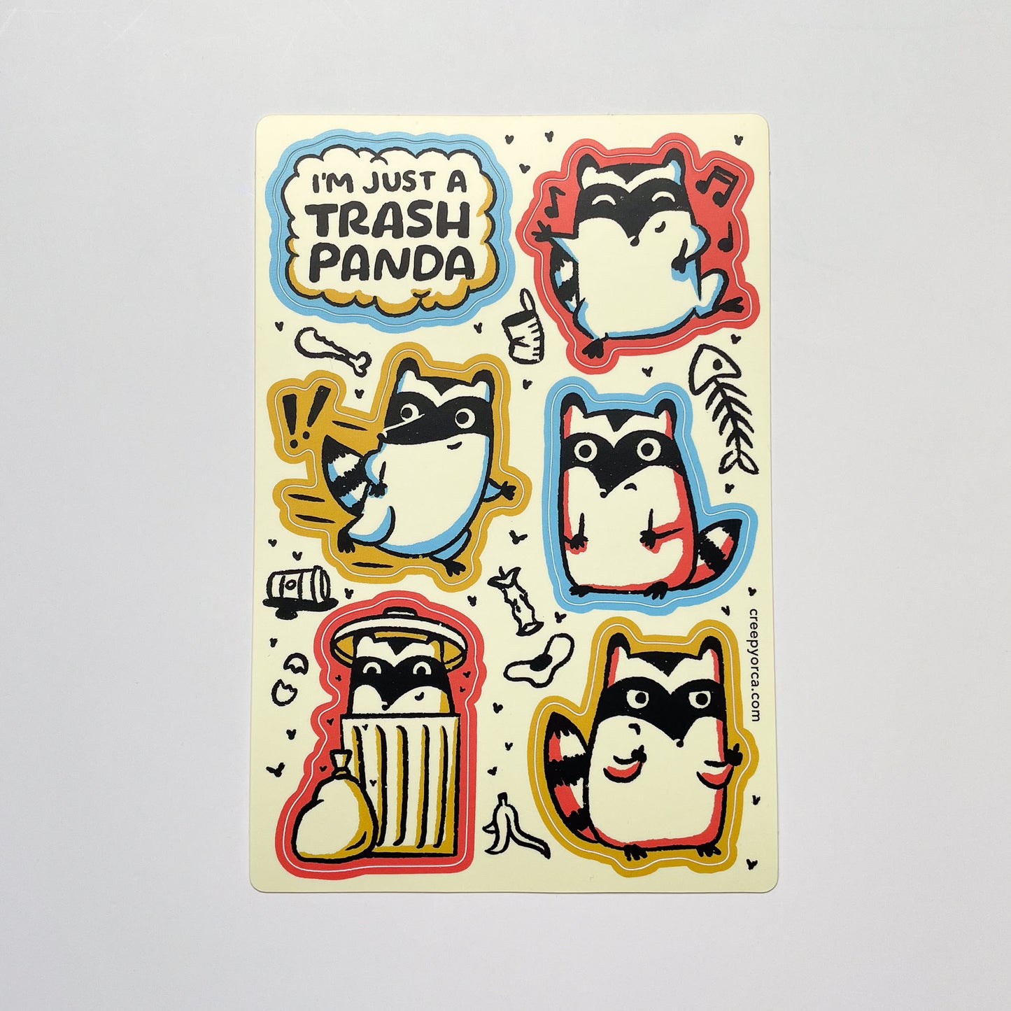 I'm Just a Trash Panda Sticker Sheet - Creepy Orca Supply Co