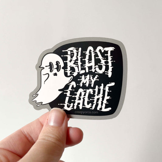 Blast My Cache Ghost Die Cut Sticker - Creepy Orca Supply Co