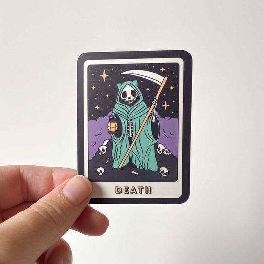 Death Tarot Raccoon Die Cut Sticker - Creepy Orca Supply Co