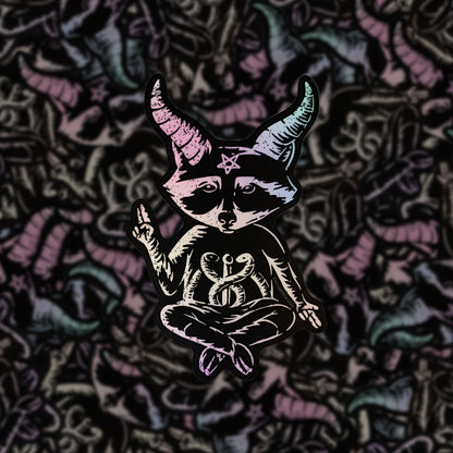 Eat Trash Hail Satan Holographic Die Cut Sticker