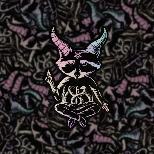 Eat Trash Hail Satan Holographic Die Cut Sticker