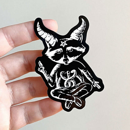 Eat Trash Hail Satan Kiss Cut Sticker - Creepy Orca Supply Co