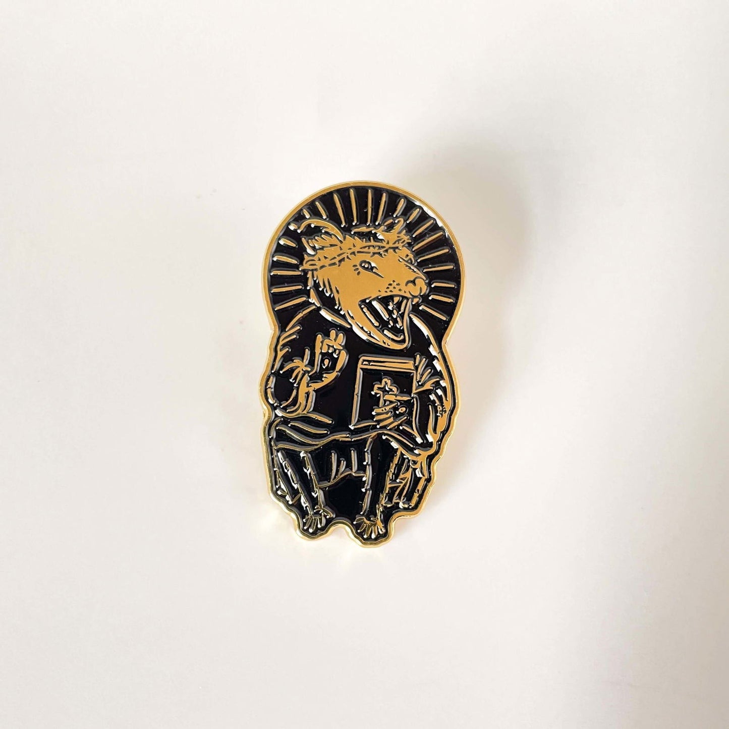 Eat Trash Praise Jesus Gold Enamel Pin - Creepy Orca Supply Co
