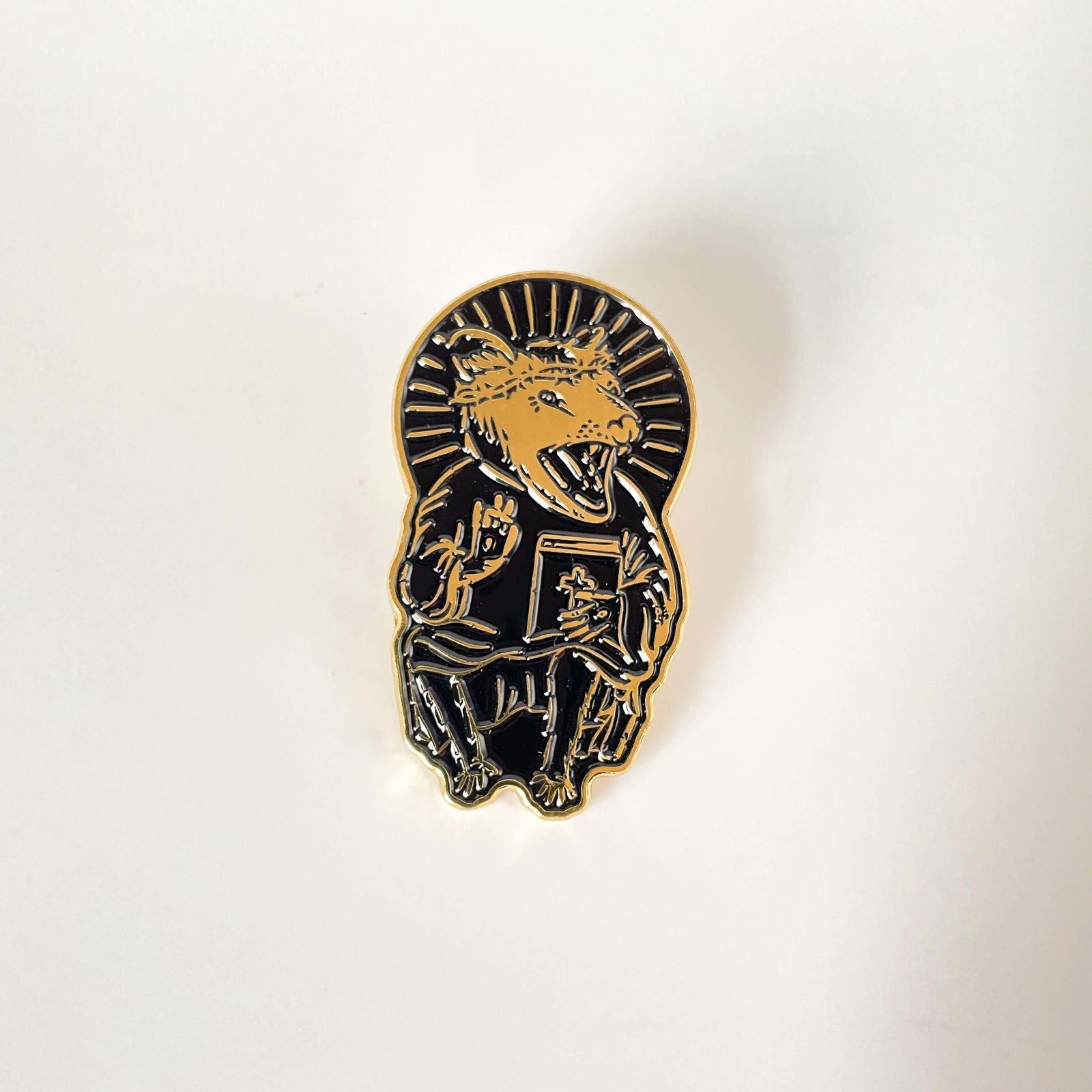 Eat Trash Praise Jesus Gold Enamel Pin - Creepy Orca Supply Co