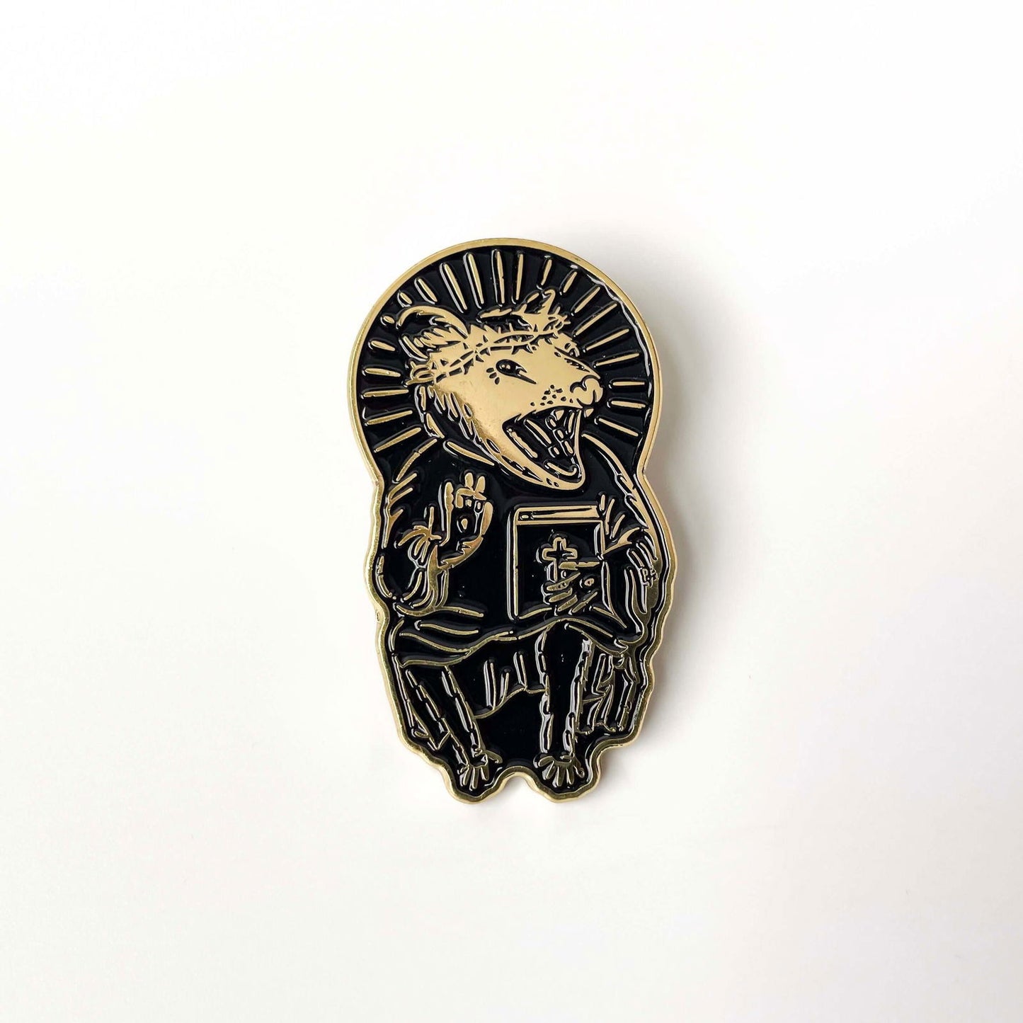 Eat Trash Praise Jesus Gold Enamel Pin - Creepy Orca Supply Co