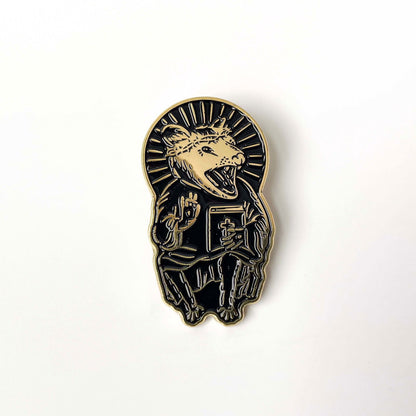 Eat Trash Praise Jesus Gold Enamel Pin - Creepy Orca Supply Co