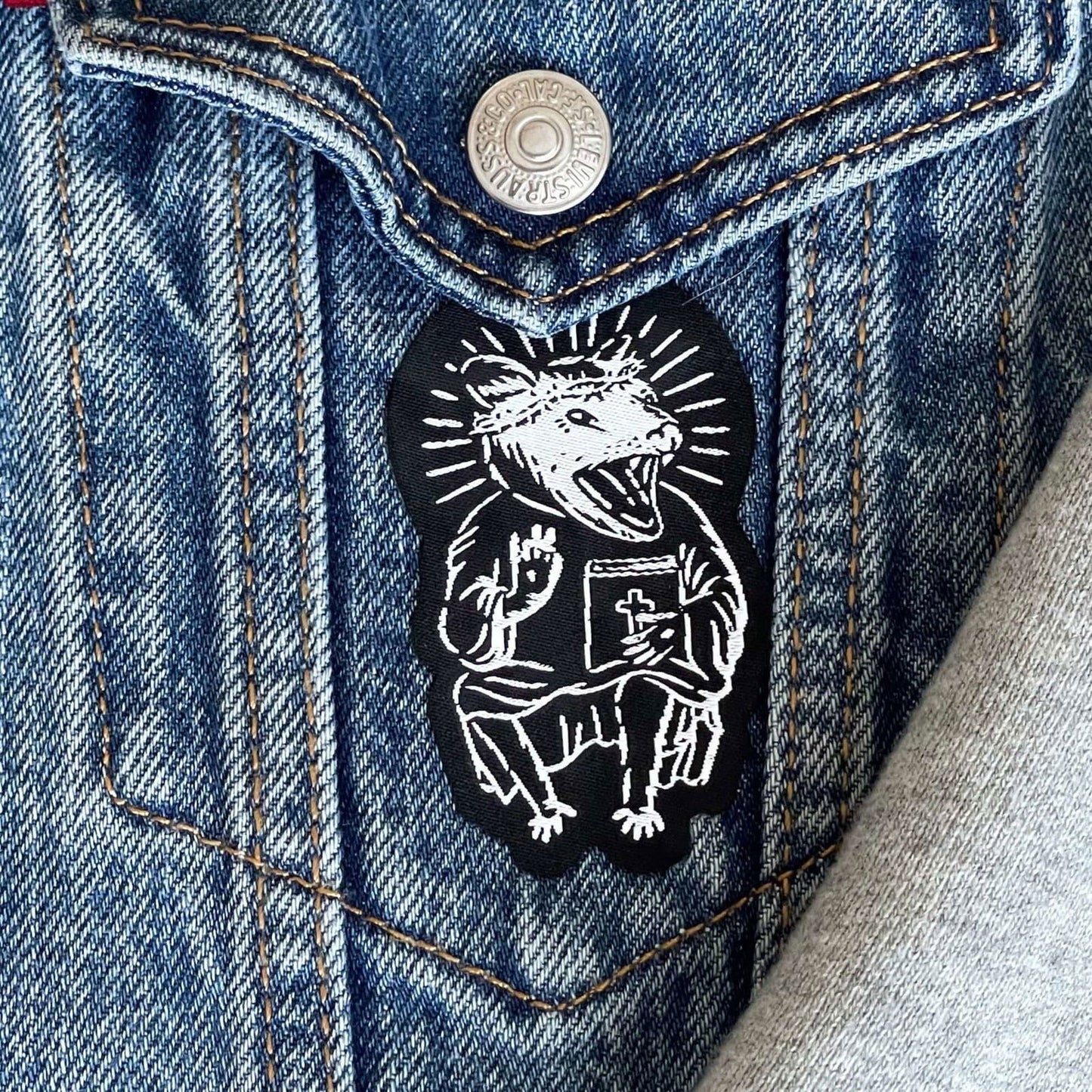 Eat Trash Praise Jesus Iron - on Patch - Creepy Orca Supply Co