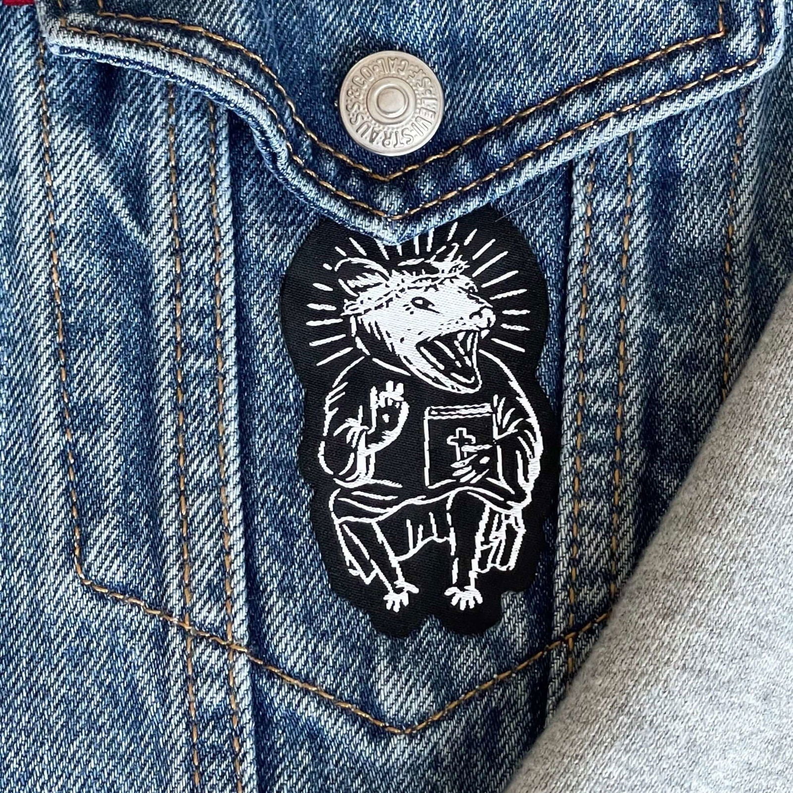 Eat Trash Praise Jesus Iron - on Patch - Creepy Orca Supply Co