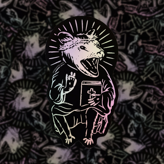Eat Trash Praise Jesus Holographic Die Cut Sticker