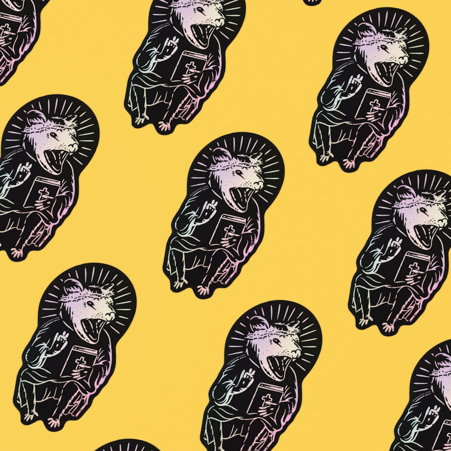 Eat Trash Praise Jesus Holographic Die Cut Sticker