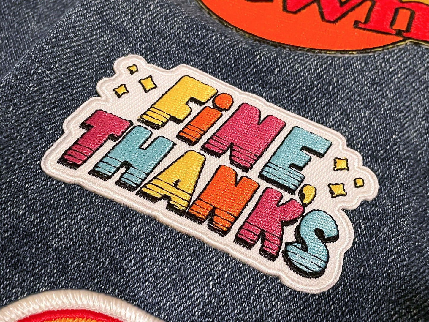 Fine, Thanks Iron - on Patch - Creepy Orca Supply Co
