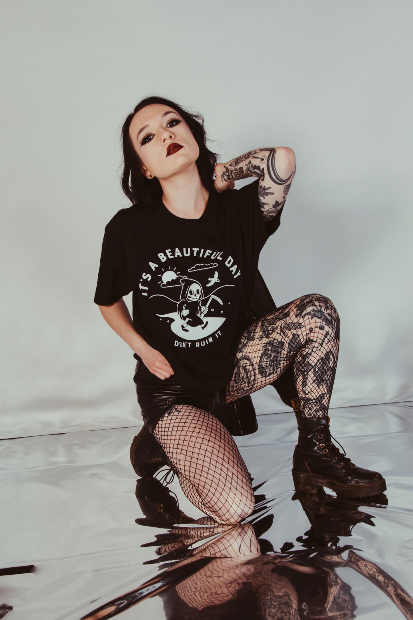 It's a Beautiful Day, Don't Ruin It Short - Sleeve Tee - Creepy Orca Supply Co