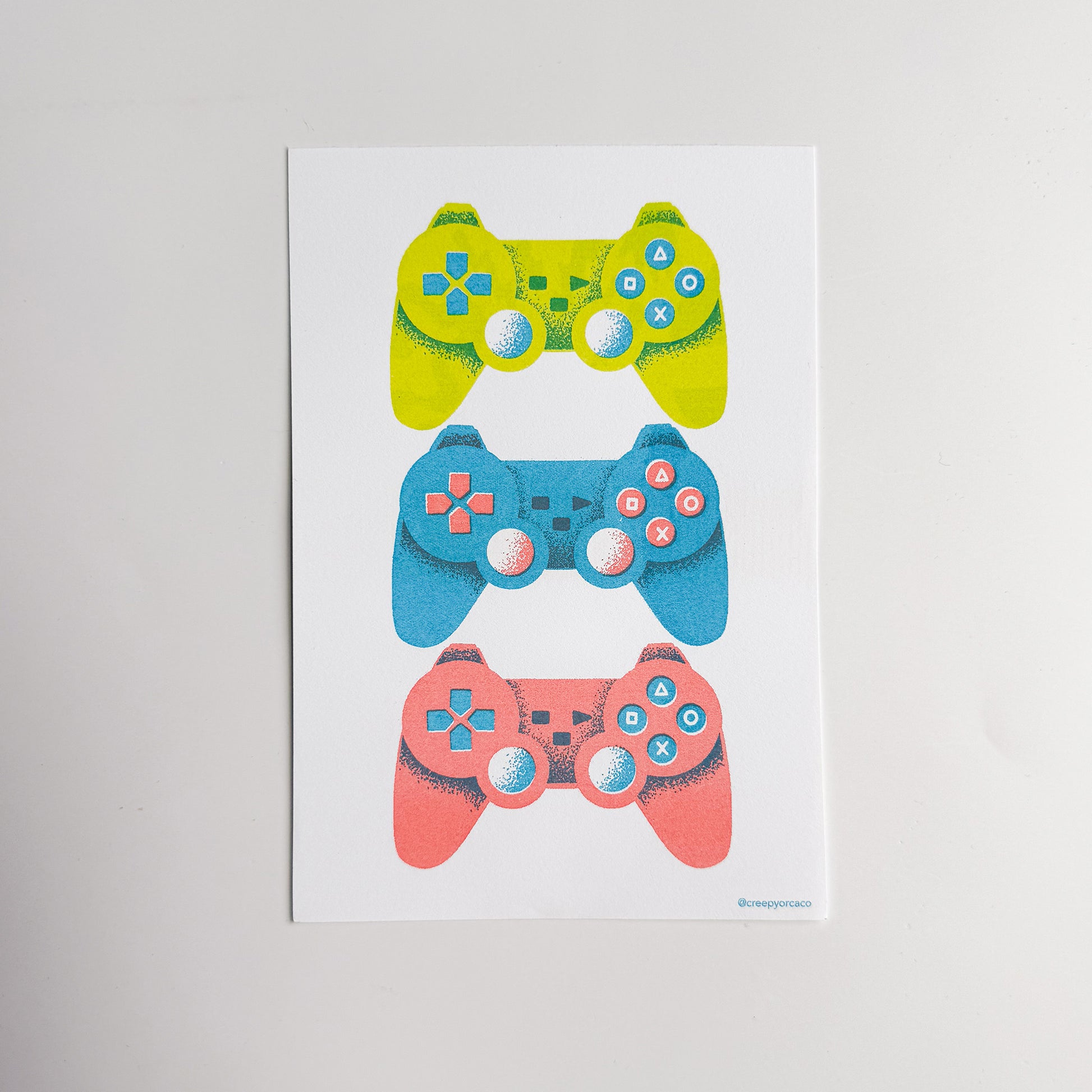 Playstation Controllers Riso Print - Creepy Orca Supply Co