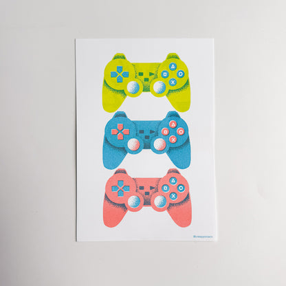 Playstation Controllers Riso Print - Creepy Orca Supply Co