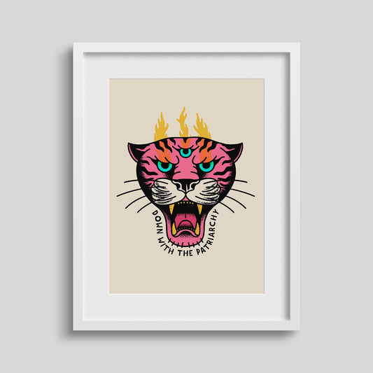 Down With The Patriarchy Tiger 5x7 Greeting Card / Print
