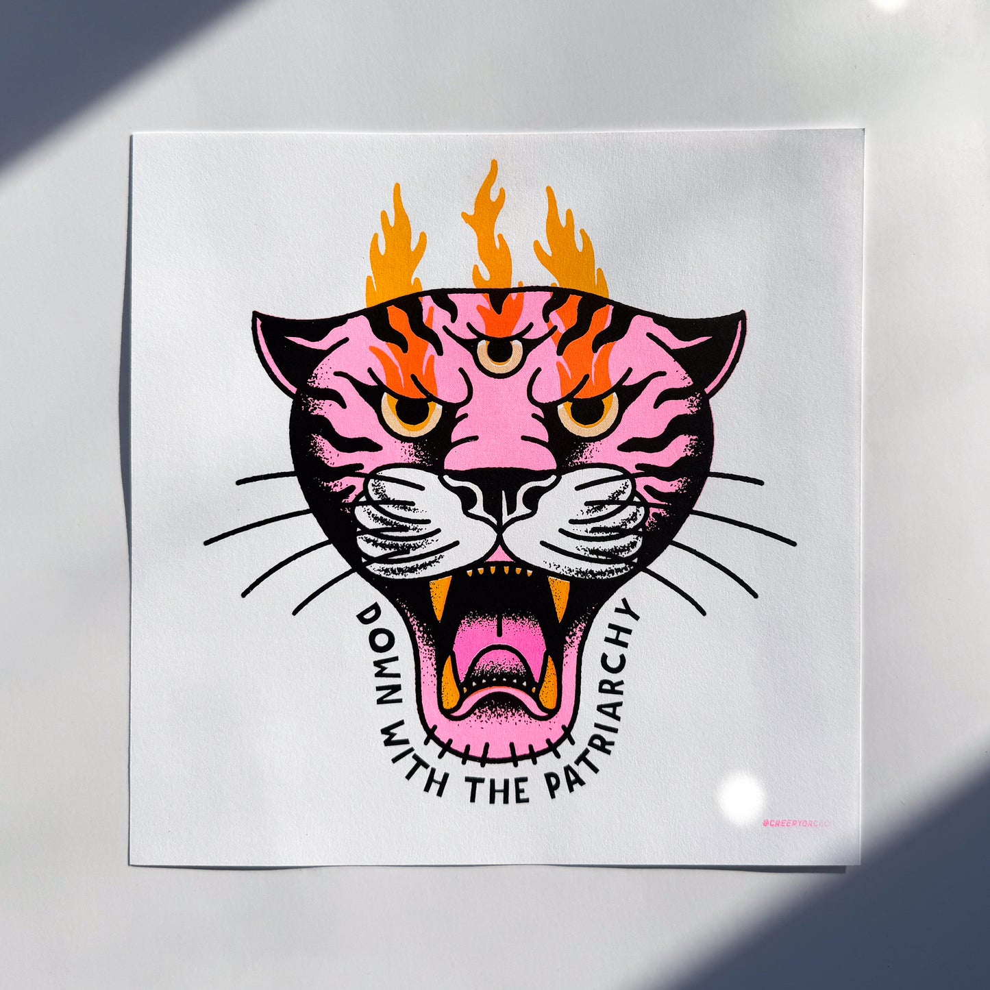Patriarchy Tiger Risograph Print