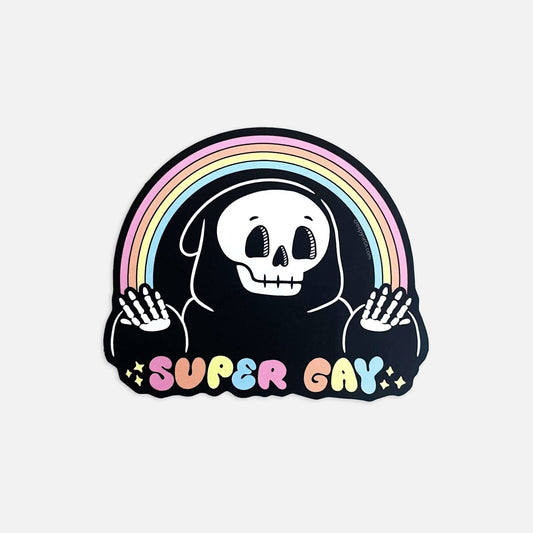 Super Gay Grim Reaper Die Cut Sticker - Creepy Orca Supply Co
