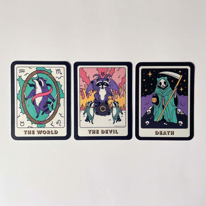 The Devil Tarot Raccoon Die Cut Sticker - Creepy Orca Supply Co