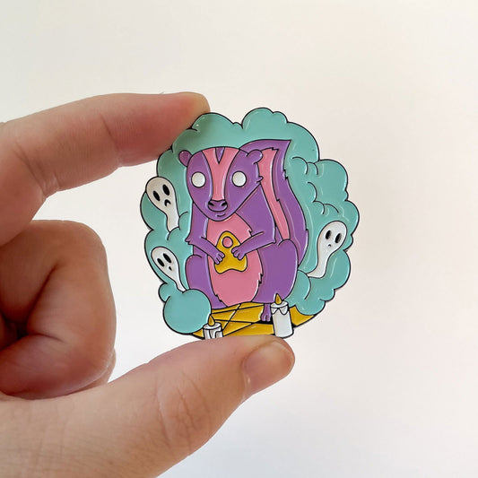 The Spiritualist Skunk Enamel Pin - Creepy Orca Supply Co