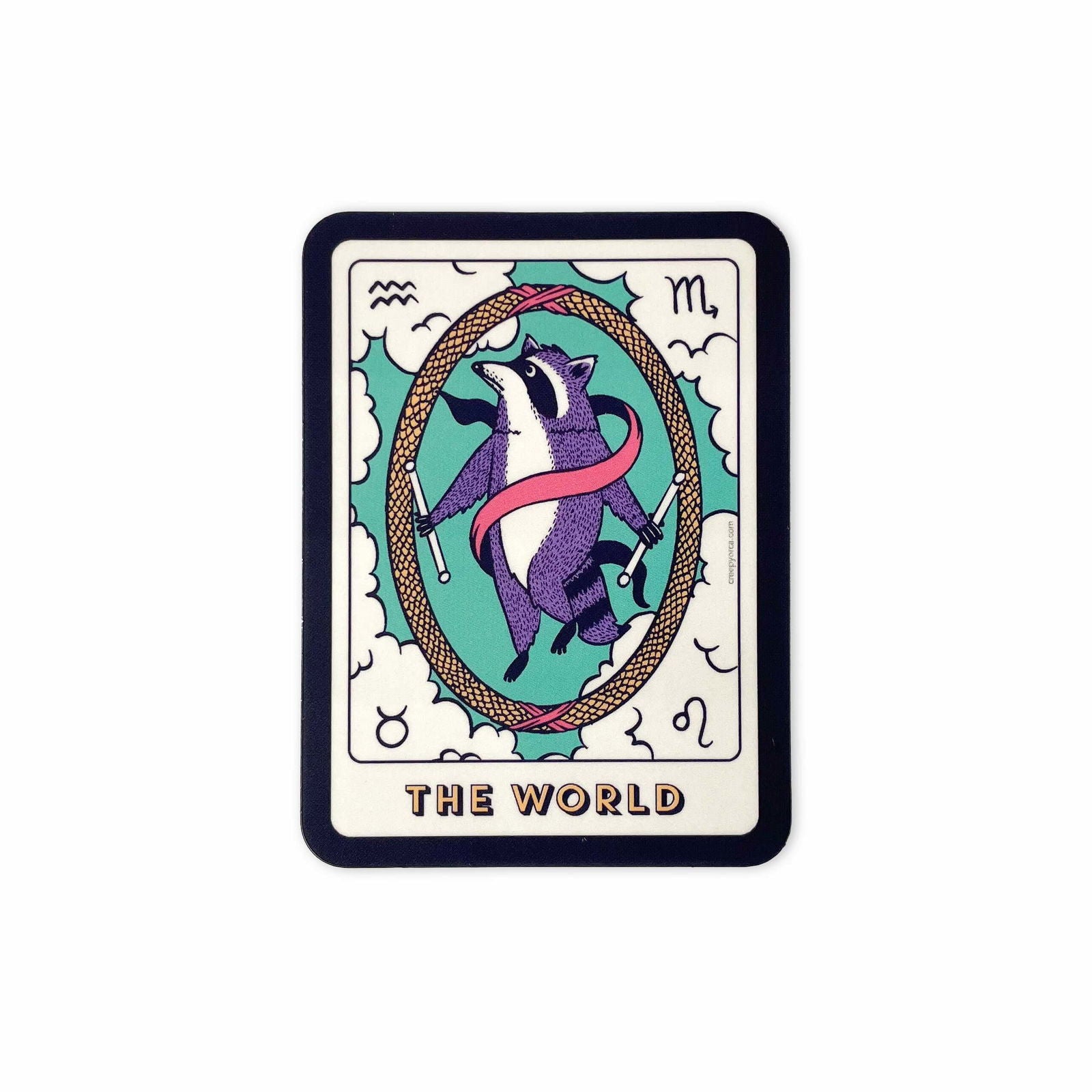 The World Tarot Raccoon Die Cut Sticker - Creepy Orca Supply Co