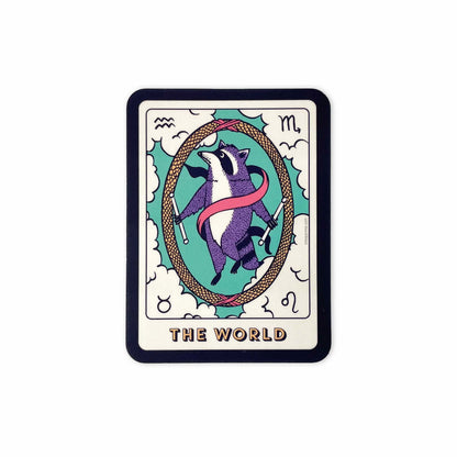 The World Tarot Raccoon Die Cut Sticker - Creepy Orca Supply Co