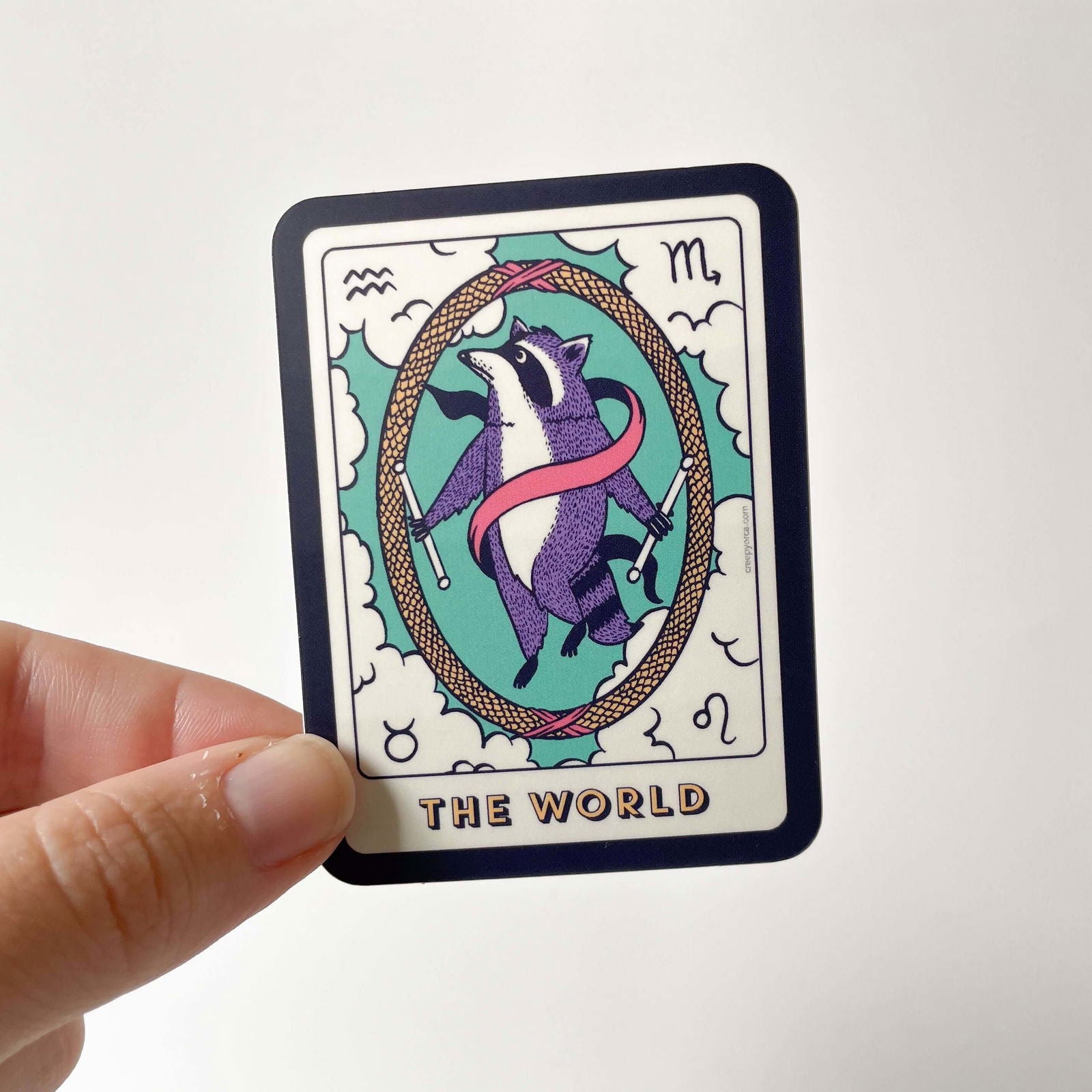 The World Tarot Raccoon Die Cut Sticker - Creepy Orca Supply Co