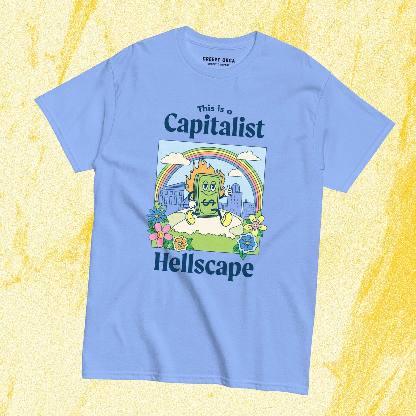 This is a Capitalist Hellscape Short-Sleeve Tee