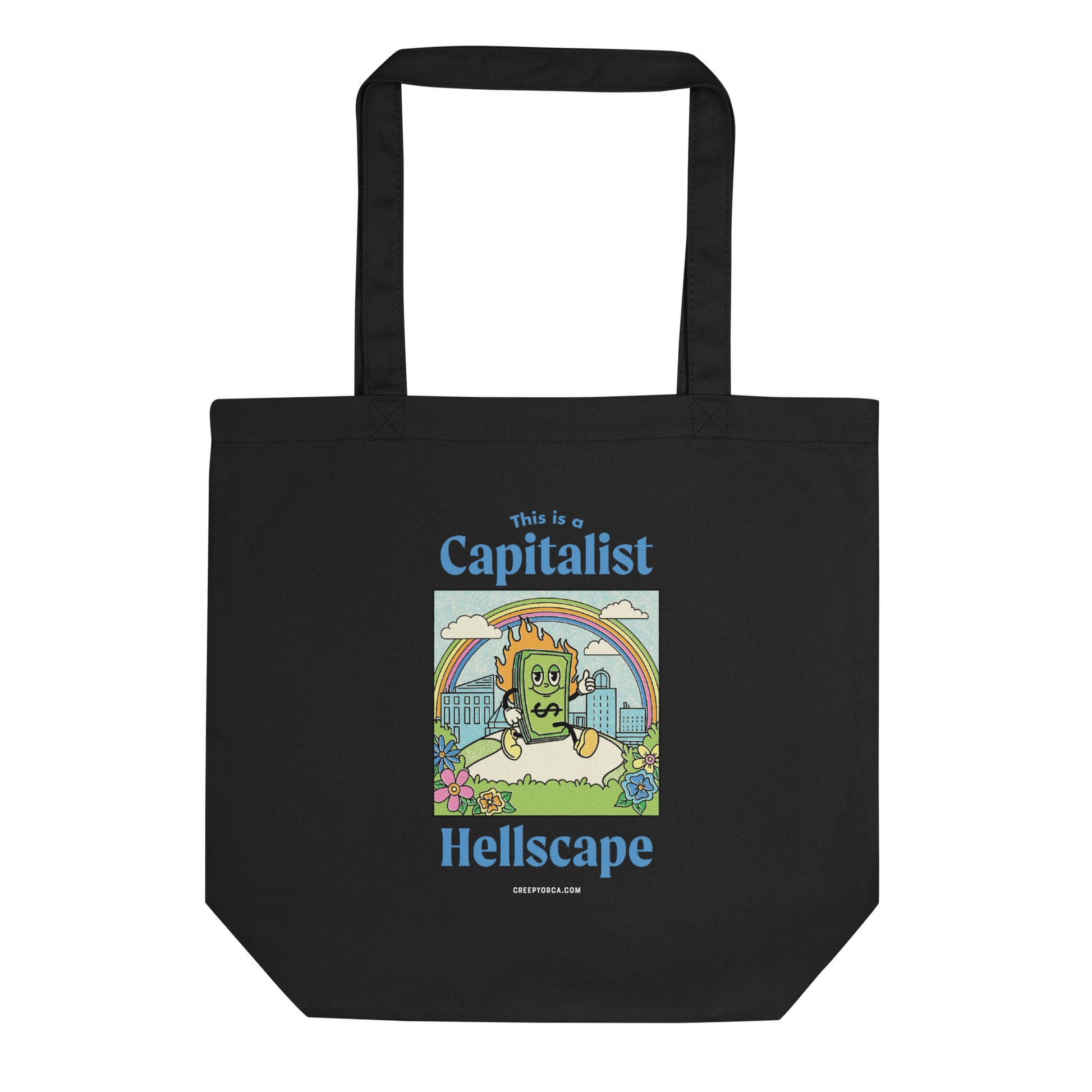 This is a Capitalist Hellscape Tote Bag - Creepy Orca Supply Co