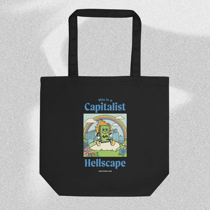 This is a Capitalist Hellscape Tote Bag - Creepy Orca Supply Co