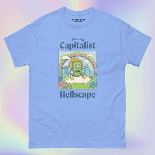 This is a Capitalist Hellscape Short-Sleeve Tee