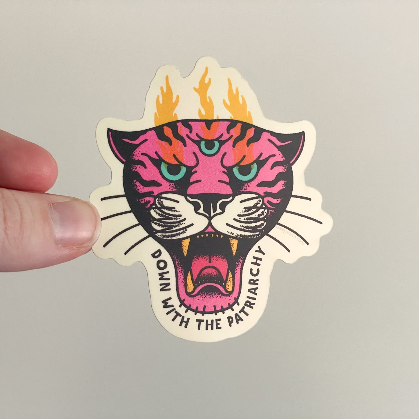 Down With The Patriarchy Tiger Sticker