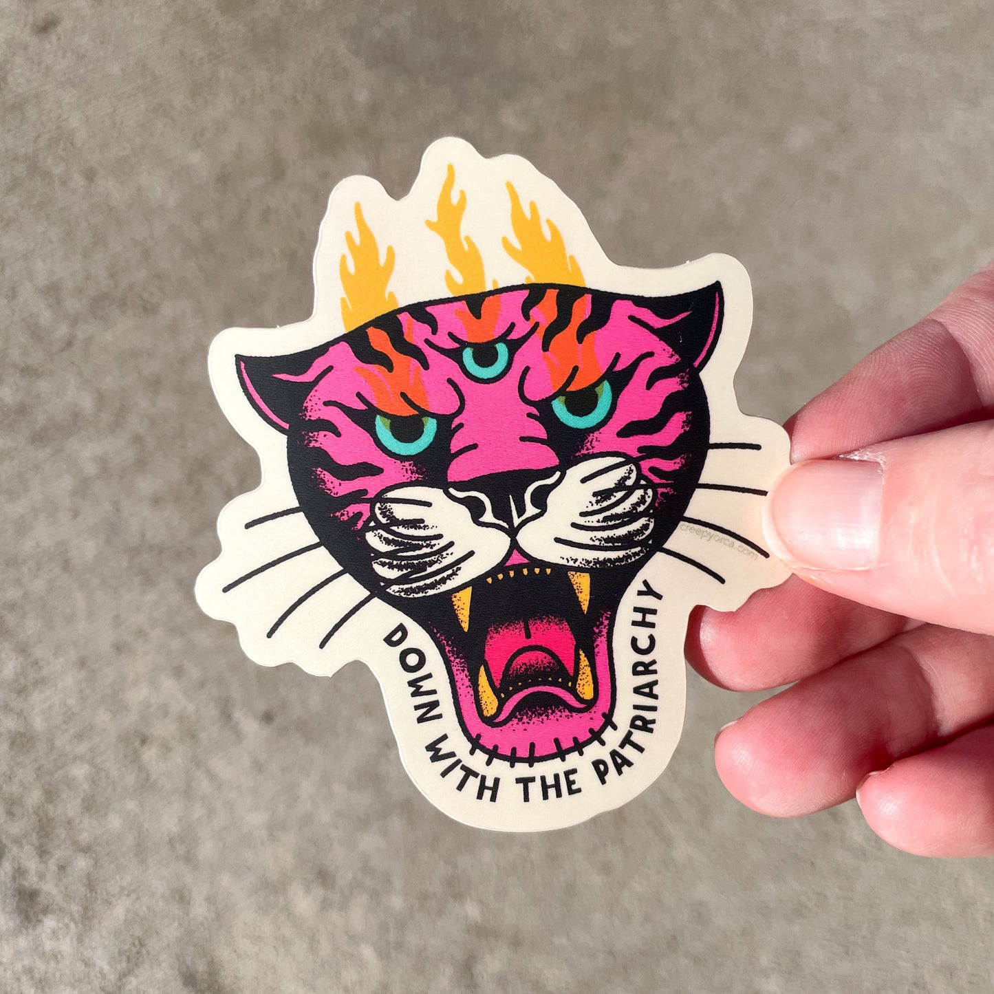 Down With The Patriarchy Tiger Sticker