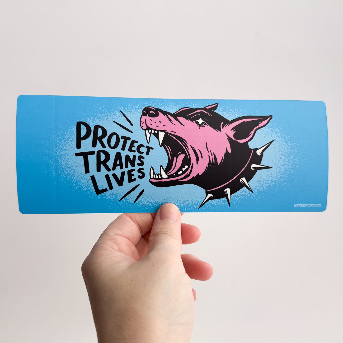 Protect Trans Lives Barking Dog Bumper Sticker